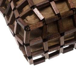 Salvatore Ferragamo Brown Rod Connector Wood Drawstring Bag
