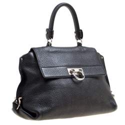 Salvatore Ferragamo Black Leather Medium Sofia Satchel
