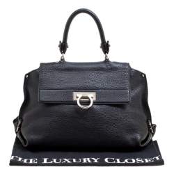 Salvatore Ferragamo Black Leather Medium Sofia Satchel