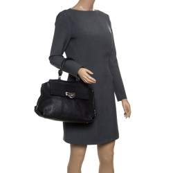 Salvatore Ferragamo Black Leather Medium Sofia Satchel