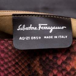 Pre Owned Salvatore Ferragamo Multicolour Python Leather Ring Handle Clutch