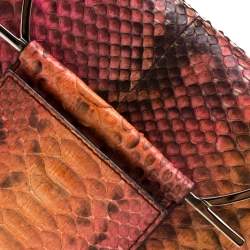 Pre Owned Salvatore Ferragamo Multicolour Python Leather Ring Handle Clutch