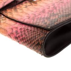 Pre Owned Salvatore Ferragamo Multicolour Python Leather Ring Handle Clutch