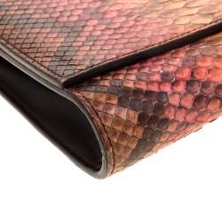 Pre Owned Salvatore Ferragamo Multicolour Python Leather Ring Handle Clutch