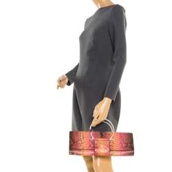 Pre Owned Salvatore Ferragamo Multicolour Python Leather Ring Handle Clutch