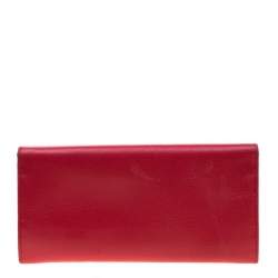 Pre Owned Salvatore Ferragamo Pink Double Gancio Leather Continental Wallet