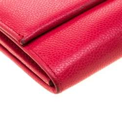 Pre Owned Salvatore Ferragamo Pink Double Gancio Leather Continental Wallet