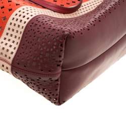مملوكة مسبقًا Salvatore Ferragamo Multicolor Leather Laser Cut Shopper Tote