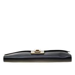 Pre Owned Salvatore Ferragamo Black Leather Afef Gancio Clutch