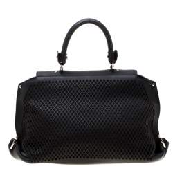 Pre Owned Salvatore Ferragamo Black Lasercut Leather Medium Sofia Satchel