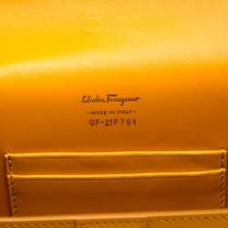 Salvatore Ferragamo Mustard Leather Altea Box Crossbody Bag