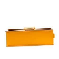 Salvatore Ferragamo Mustard Leather Altea Box Crossbody Bag