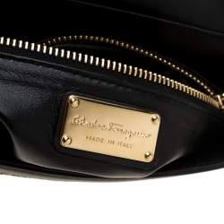 Pre Owned Salvatore Ferragamo Black Raffia and Leather Small Sofia Satchel