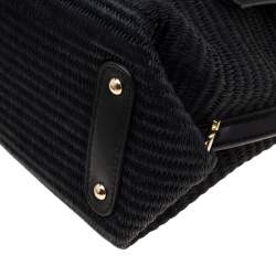 Pre Owned Salvatore Ferragamo Black Raffia and Leather Small Sofia Satchel