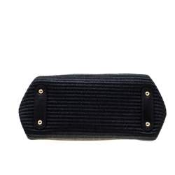 Pre Owned Salvatore Ferragamo Black Raffia and Leather Small Sofia Satchel