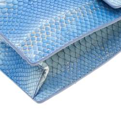 Pre Owned Salvatore Ferragamo Blue/Gold Python Gancio Lock Shoulder Bag