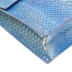 Pre Owned Salvatore Ferragamo Blue/Gold Python Gancio Lock Shoulder Bag