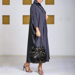 Salvatore Ferragamo Black Leather Drawstring Hobo