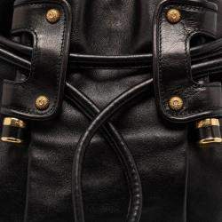 Salvatore Ferragamo Black Leather Drawstring Hobo
