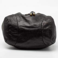 Salvatore Ferragamo Black Leather Drawstring Hobo