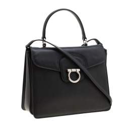 Pre Owned حقيبة سالفاتوري فيراغامو كيلي جلد أسود بيد علوية