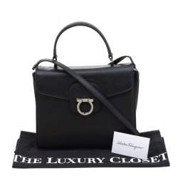 Pre Owned حقيبة سالفاتوري فيراغامو كيلي جلد أسود بيد علوية