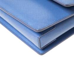 Pre Owned حقيبة كتف سالفاتوري فيراغامو جيني جلد زرقاء فاتحة