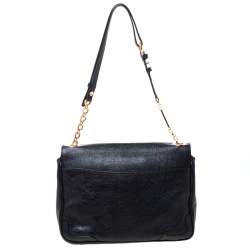 مملوكة مسبقًا Salvatore Ferragamo Black Leather Gancini Flap Shoulder Bag