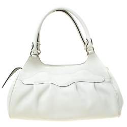 مملوكة مسبقًا Salvatore Ferragamo White Leather Satchel