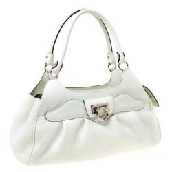 مملوكة مسبقًا Salvatore Ferragamo White Leather Satchel