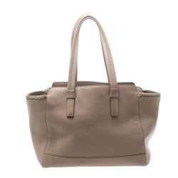 Pre Owned Salvatore Ferragamo Beige Leather Verve Tote