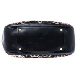 Pre Owned حقيبة سالفاتوري فيراغامو بيتولا جلد و فرو نقشة الفهد بني وأسود