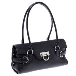 Pre Owned Salvatore Ferragamo Black Leather Gina Satchel
