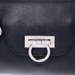 Pre Owned Salvatore Ferragamo Black Leather Gina Satchel