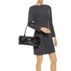 Pre Owned Salvatore Ferragamo Black Leather Gina Satchel