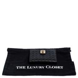 Pre Owned Salvatore Ferragamo Black Signature Leather Flap Compact Wallet