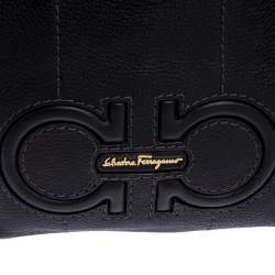 Pre Owned Salvatore Ferragamo Black Leather Messenger Bag