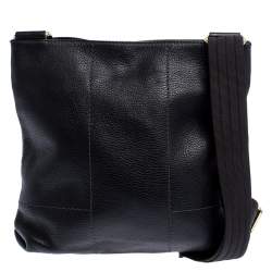Pre Owned Salvatore Ferragamo Black Leather Messenger Bag