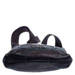 Pre Owned Salvatore Ferragamo Black Leather Messenger Bag