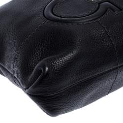 Pre Owned Salvatore Ferragamo Black Leather Messenger Bag