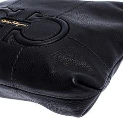 Pre Owned Salvatore Ferragamo Black Leather Messenger Bag