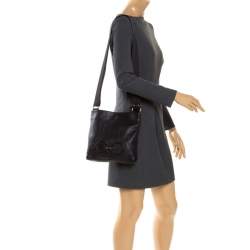 Pre Owned Salvatore Ferragamo Black Leather Messenger Bag