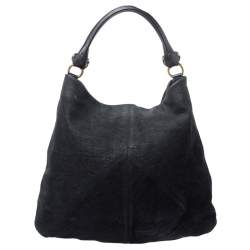 Pre Owned Salvatore Ferragamo Black Nubuck and Leather Hobo 