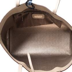 Pre Owned Salvatore Ferragamo Beige Woven Leather Bice Tote