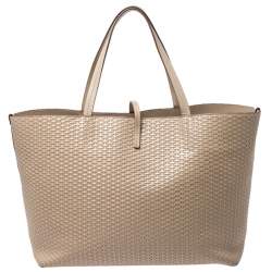 Pre Owned Salvatore Ferragamo Beige Woven Leather Bice Tote