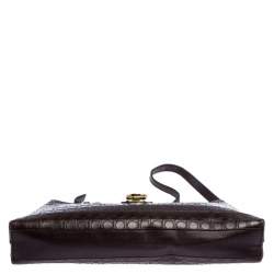 Pre Owned Salvatore Ferragamo Brown Gancini Embossed Leather Shoulder Bag