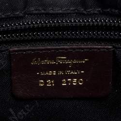 Pre Owned Salvatore Ferragamo Brown Gancini Embossed Leather Shoulder Bag