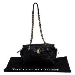 مملوكة مسبقًا Salvatore Ferragamo Black Quilted Leather Ginette Chain Shoulder Bag