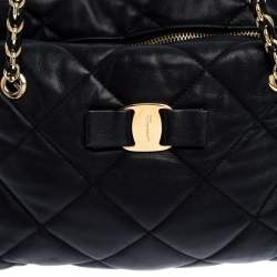 مملوكة مسبقًا Salvatore Ferragamo Black Quilted Leather Ginette Chain Shoulder Bag