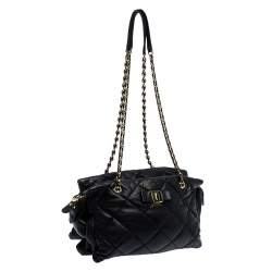 مملوكة مسبقًا Salvatore Ferragamo Black Quilted Leather Ginette Chain Shoulder Bag